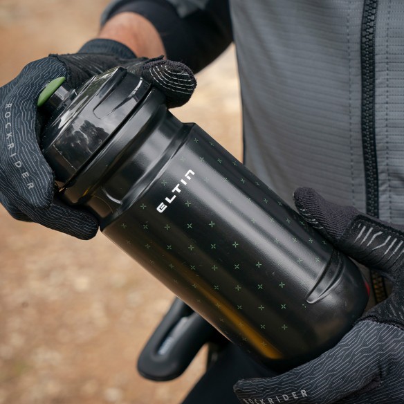 Bidón de ciclismo Eltin 600ml negro y verde oliva
